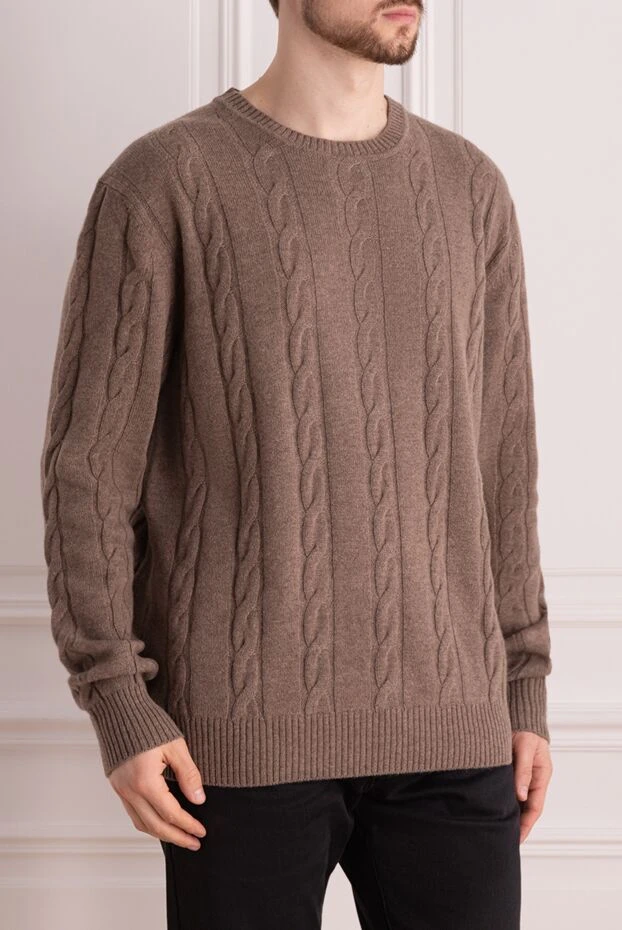 Cesare di Napoli man turtleneck jumper in wool and cashmere, blue for men 141997 - photo 3