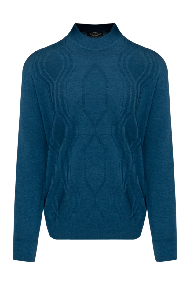 Cesare di Napoli high-collar stand-up jumper made of wool and cashmere blue for men 141988 - photo 1