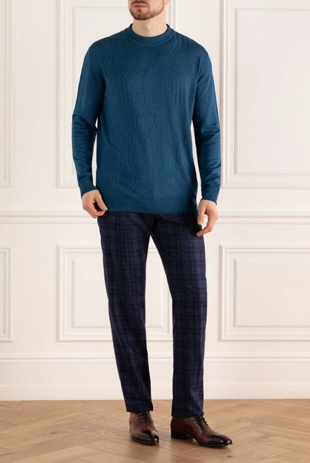 Cesare di Napoli man turtleneck jumper in wool and cashmere, blue for men buy with prices and photos 141997 - photo 2