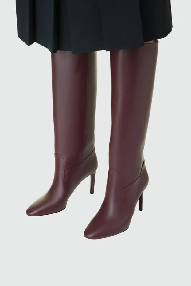 Nina Ricci жіночі чоботи зі шкіри бордові жіночі купити фото з цінами 142008 - фото 2