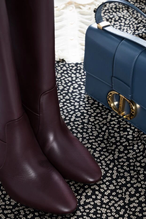 Nina Ricci boots women's leather on thin heel burgundy 142008 - photo 3