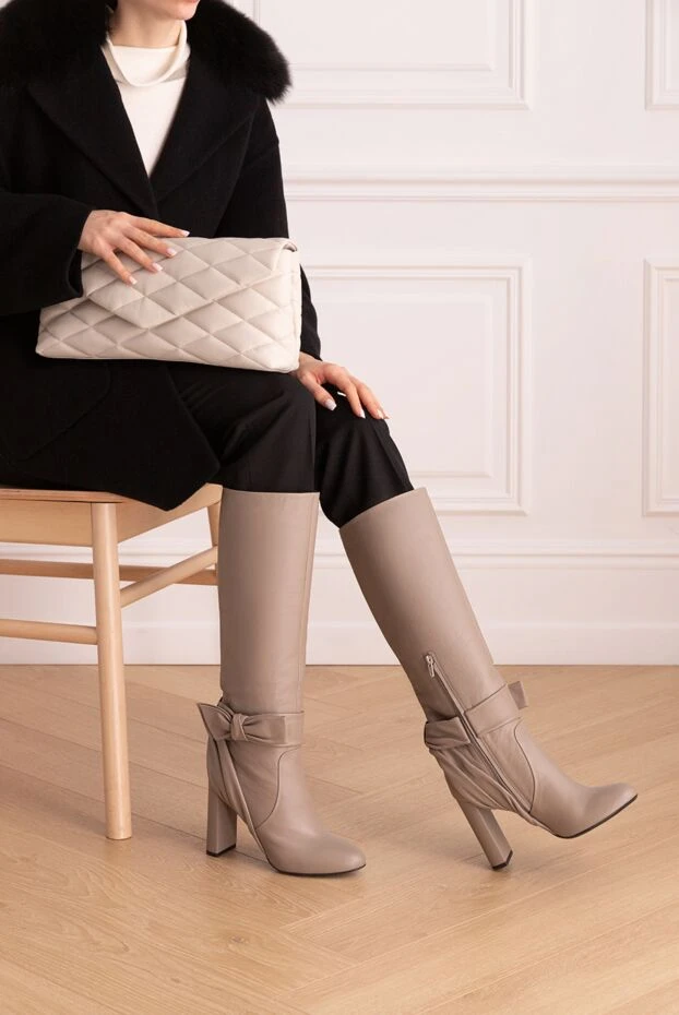 Mulberry boots women's leather with bow gray 142013 - photo 2