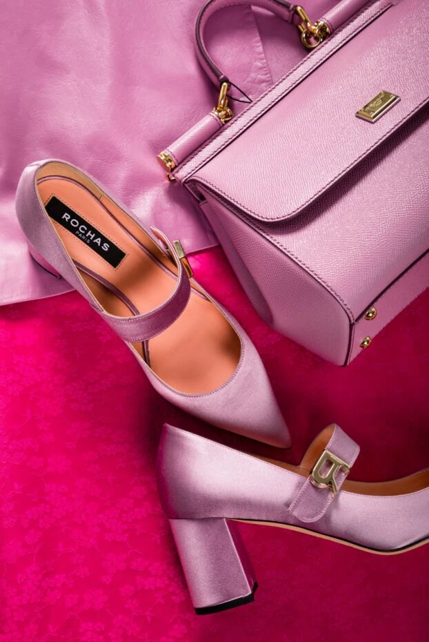 Rochas туфли женские фиолетовые кожаные с пряжкой-логотипом 142015 - фото 3