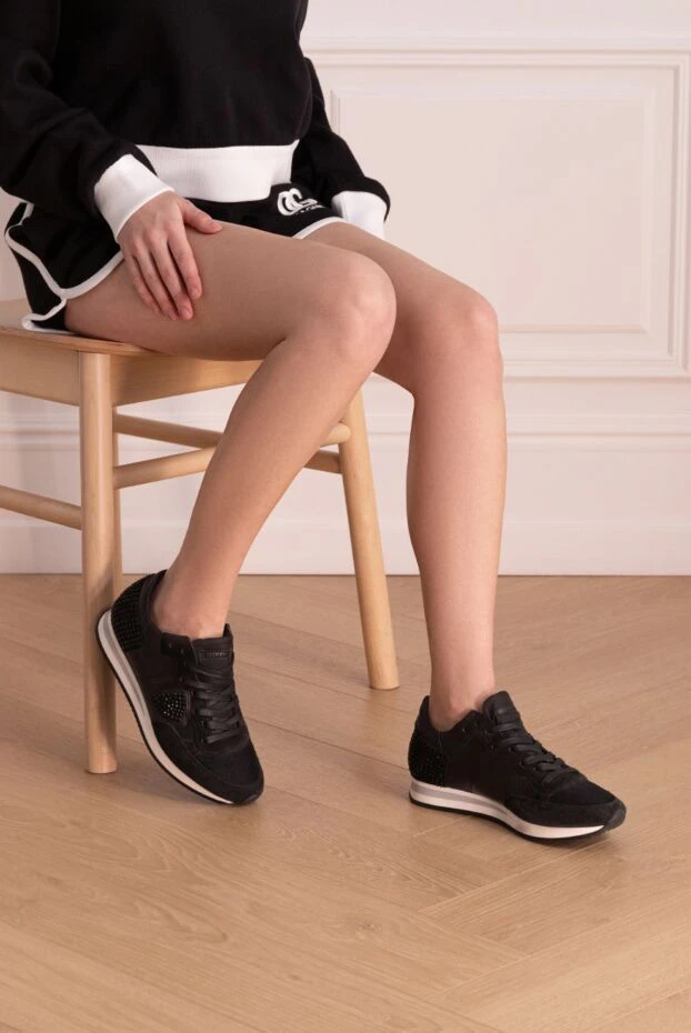 Philippe Model woman black leather and suede sneakers for women buy with prices and photos 142037 - photo 2