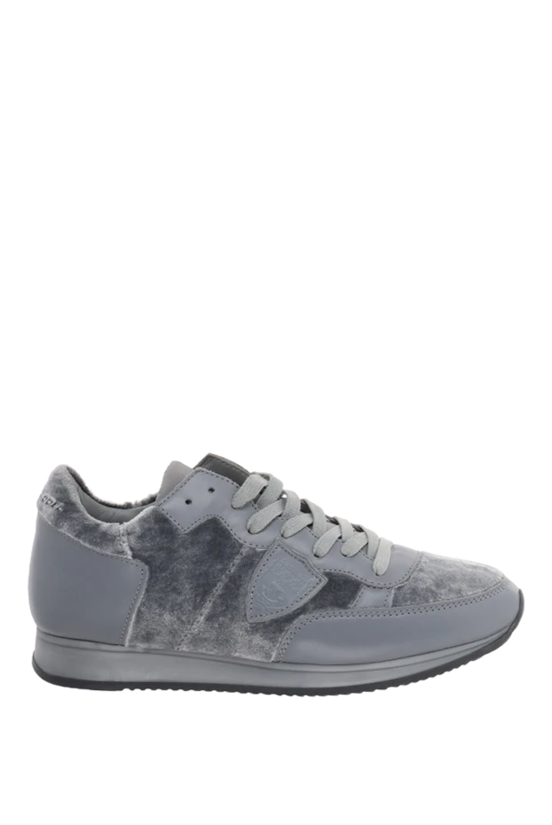 Philippe Model women's leather sneakers with velour inserts in gray 142040 - photo 1