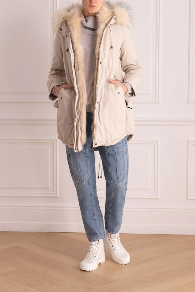 Alessandra Chamonix woman white women's parka made of cotton and natural fur buy with prices and photos 142055 - photo 2