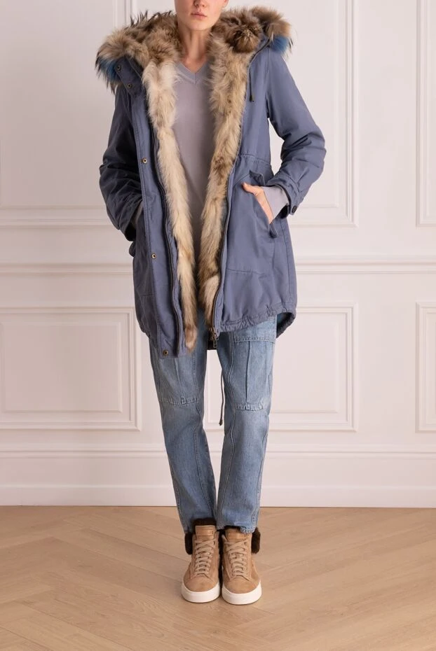 Alessandra Chamonix woman parka made of cotton and natural fur, blue, for women buy with prices and photos 142056 - photo 2