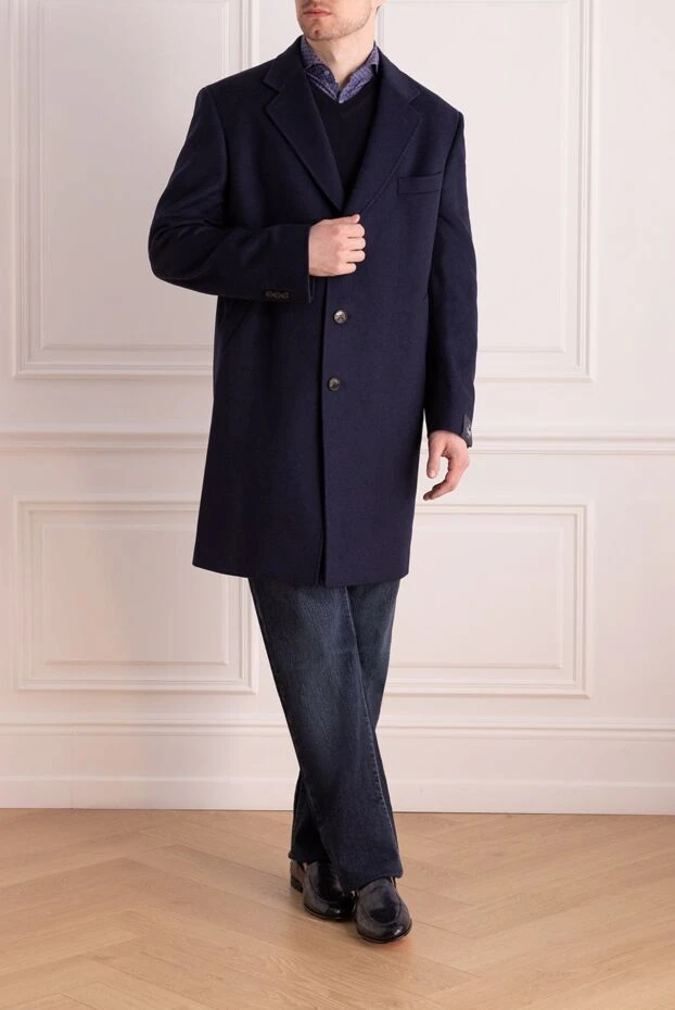 Tombolini man blue wool, nylon and cashmere coat for men buy with prices and photos 142142 - photo 2