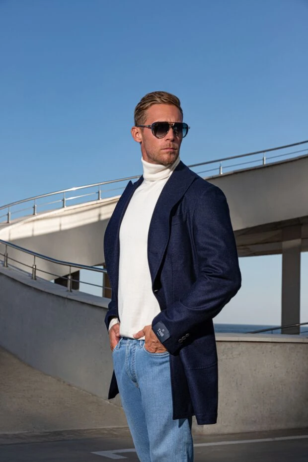 Tombolini men's blue classic wool coat 142143 - photo 3