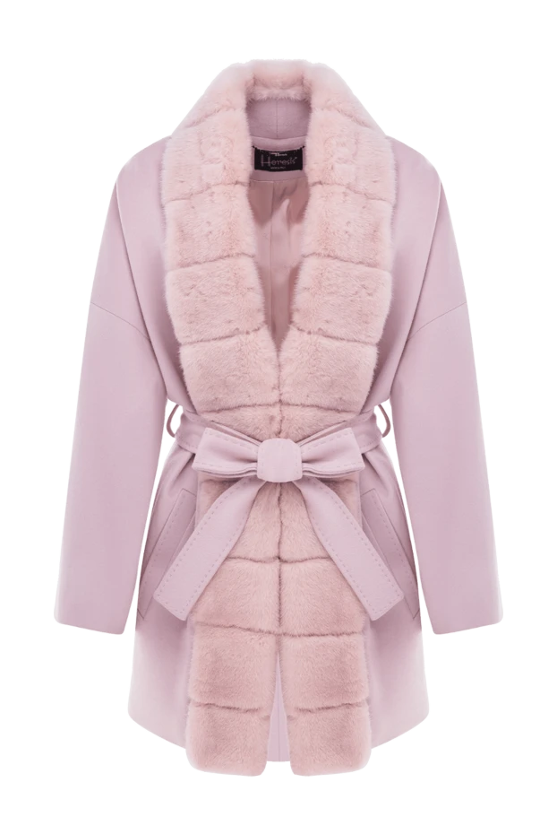 Pink wool and mink coat for women