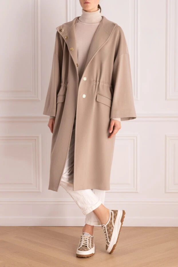 Heresis woman women's beige wool and mink coat 142212 - photo 2