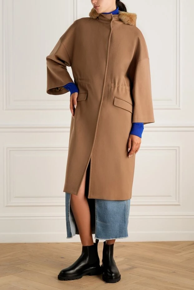 Heresis женские пальто из шерсти и норки бежевое женское купить с ценами и фото 142213 - фото 2