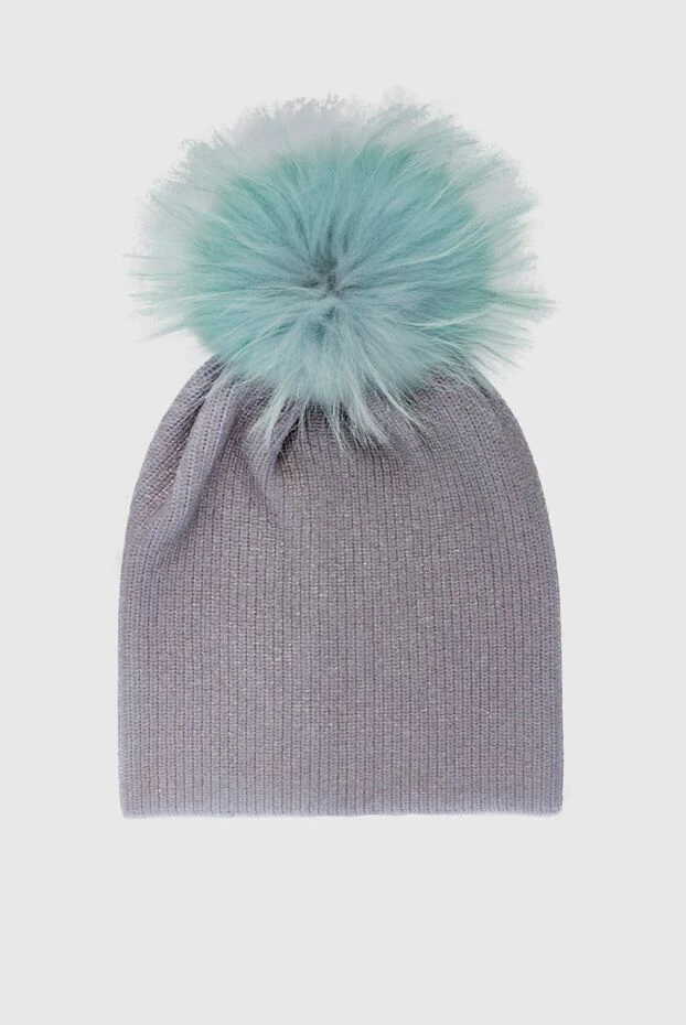 Panicale beanie hat gray for women with blue pompom 142361 - photo 1