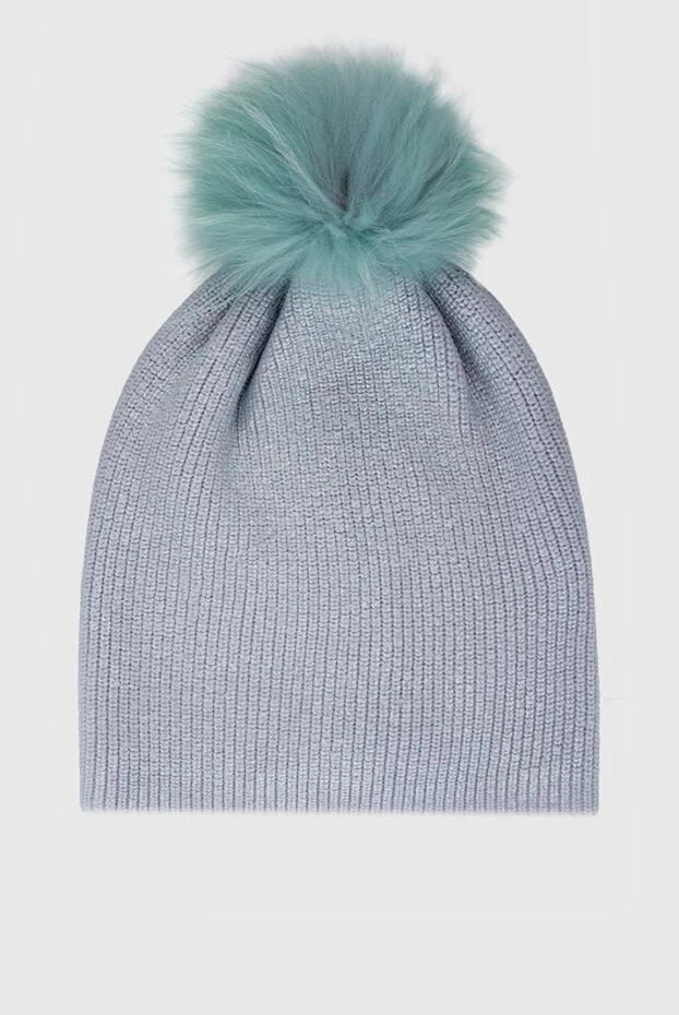 Panicale beanie hat gray for women with blue pompom 142363 - photo 1