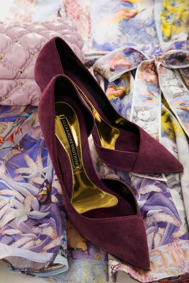 Туфли женские фиолетовые замшевые на высоких каблуках - фото 2