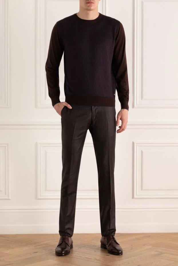 Cesare di Napoli мужские брюки из шерсти и кашемира коричневые мужские купить с ценами и фото 142455 - фото 2
