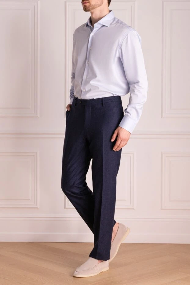 Cesare di Napoli man blue wool trousers for men buy with prices and photos 142460 - photo 1