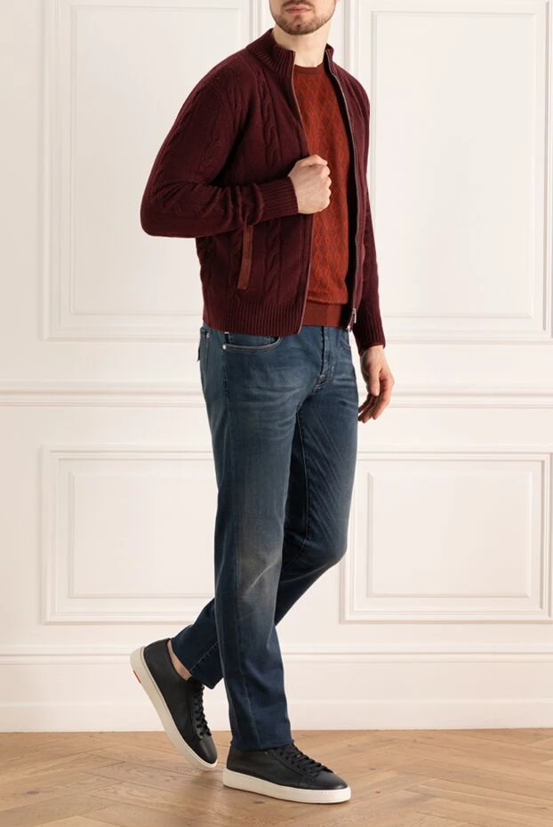 Cesare di Napoli man men's cardigan made of wool and cashmere, burgundy buy with prices and photos 142485 - photo 2