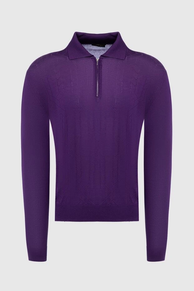 Cesare di Napoli man long sleeve polo in silk and cashmere violet for men buy with prices and photos 142493 - photo 1