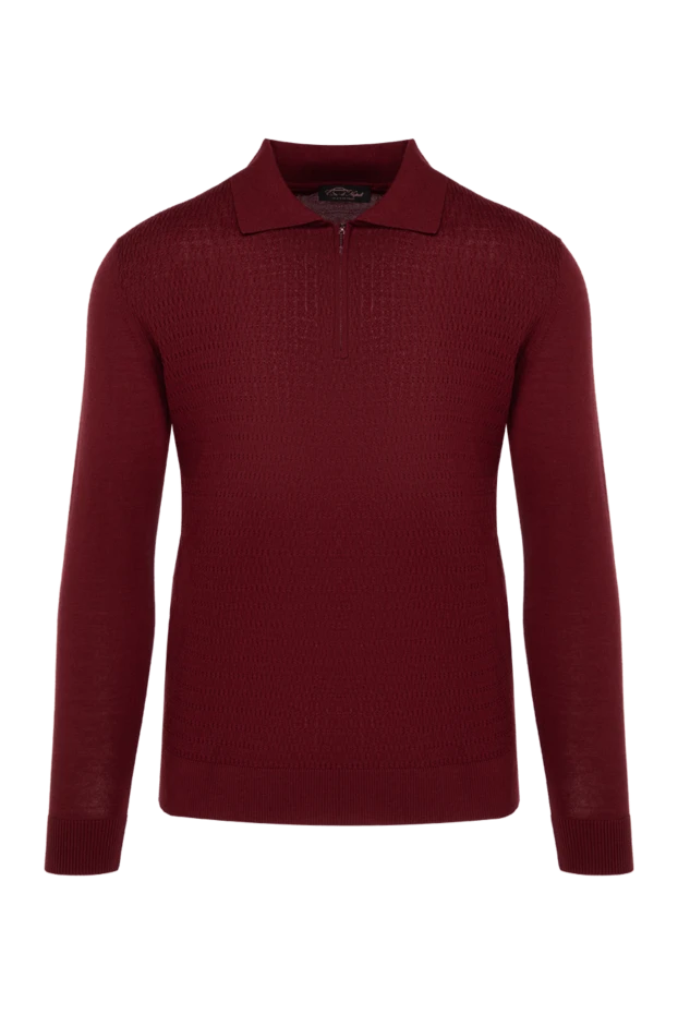 Cesare di Napoli man wool, silk and cashmere long sleeve polo burgundy for men buy with prices and photos 142498 - photo 1