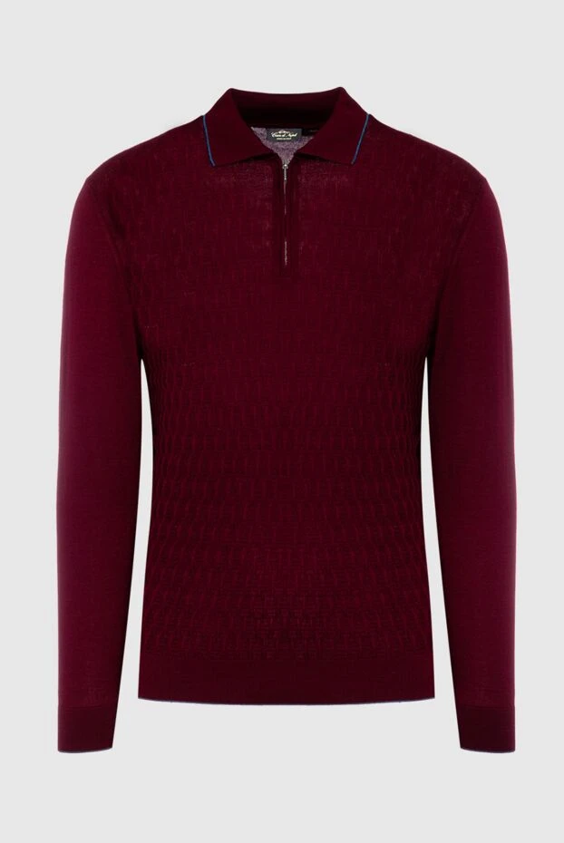 Cesare di Napoli man men's long sleeve silk and cashmere polo, burgundy buy with prices and photos 142502 - photo 1