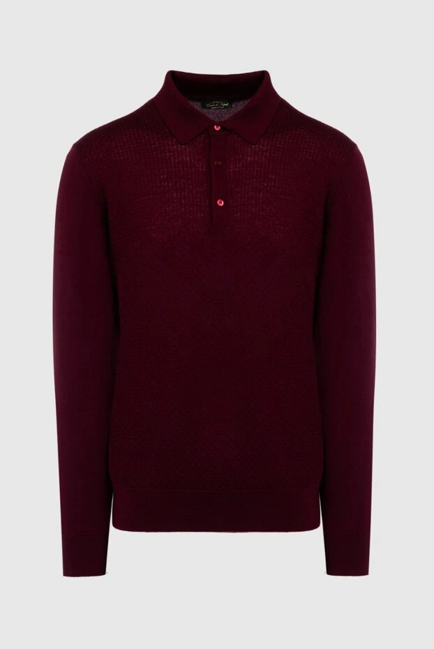 Cesare di Napoli long-sleeved wool polo with burgundy men's sleeves 142507 - photo 1