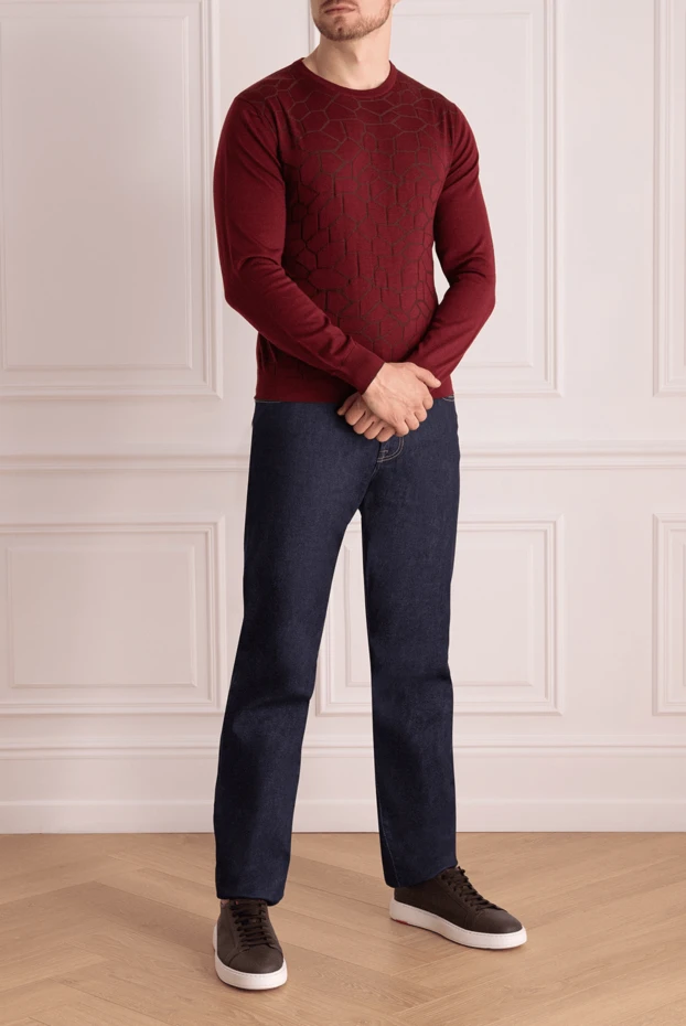 Cesare di Napoli man wool, cashmere and silk jumper burgundy for men buy with prices and photos 142512 - photo 2