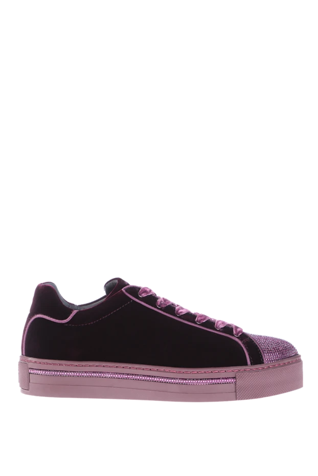 Rene Caovilla women's velvet sneakers with rhinestones in purple 142612 - photo 1