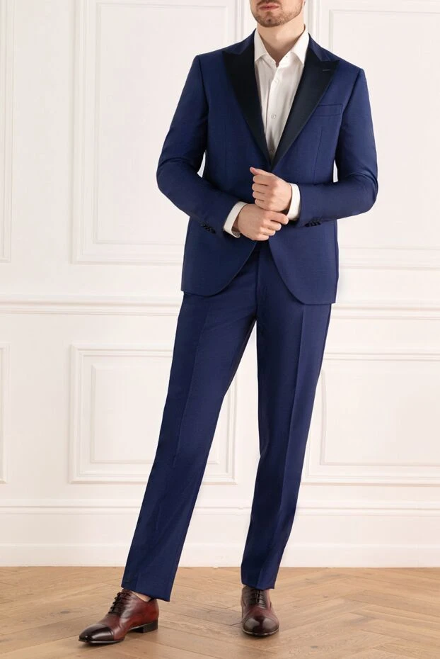 Lubiam man men's suit made of wool and mohair blue 142704 - photo 2