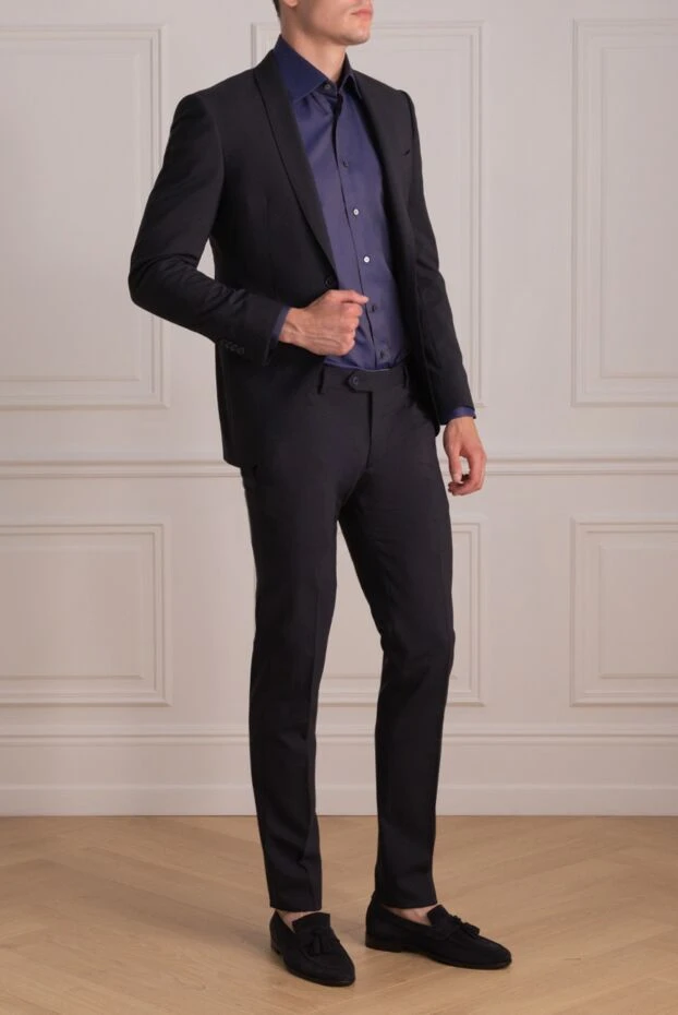 Lubiam man men's suit made of wool blue 162762 - photo 3