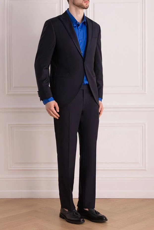 Lubiam man men's suit made of wool blue 162762 - photo 3