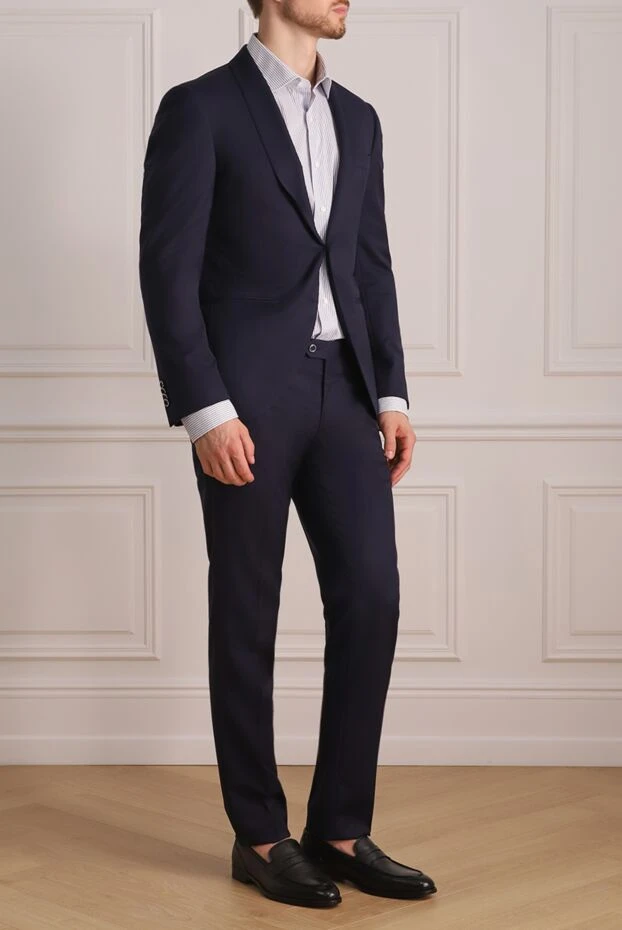 Lubiam man men's suit made of wool blue 162762 - photo 3