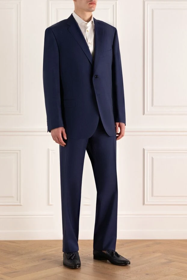 Lubiam man men's suit made of wool blue 162762 - photo 3