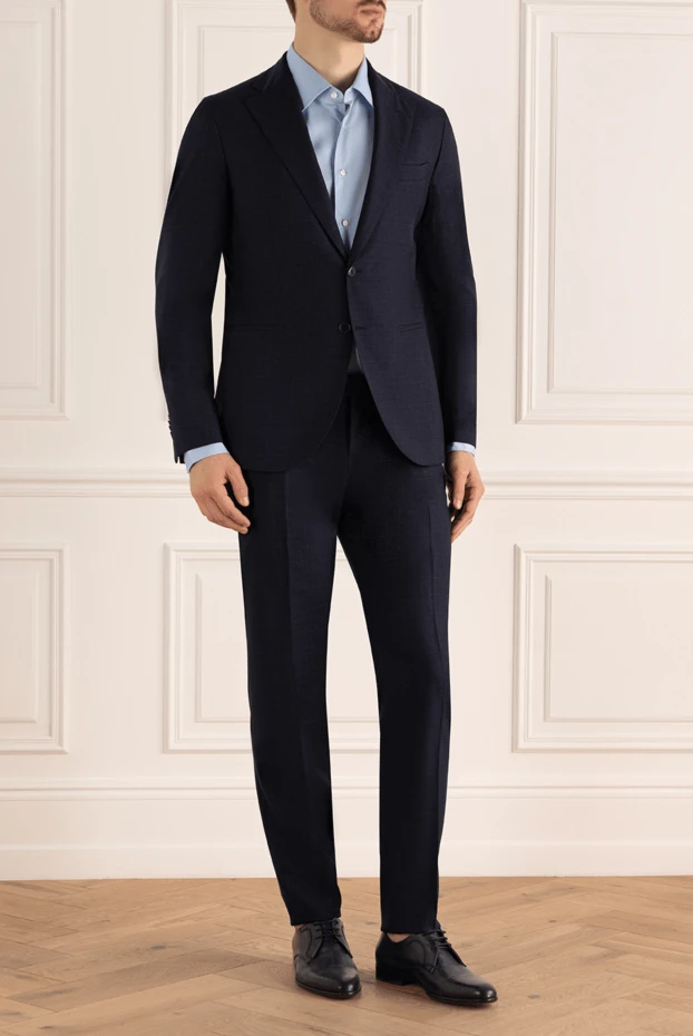 Lubiam man men's suit made of wool blue 162762 - photo 3