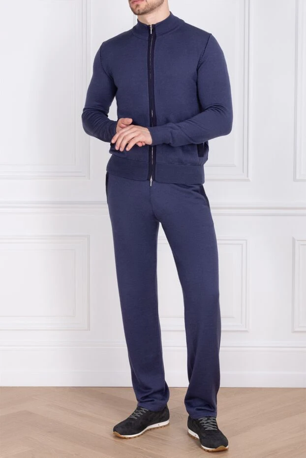 Cesare di Napoli man men's sports suit made of wool, silk and cashmere, blue buy with prices and photos 142767 - photo 2
