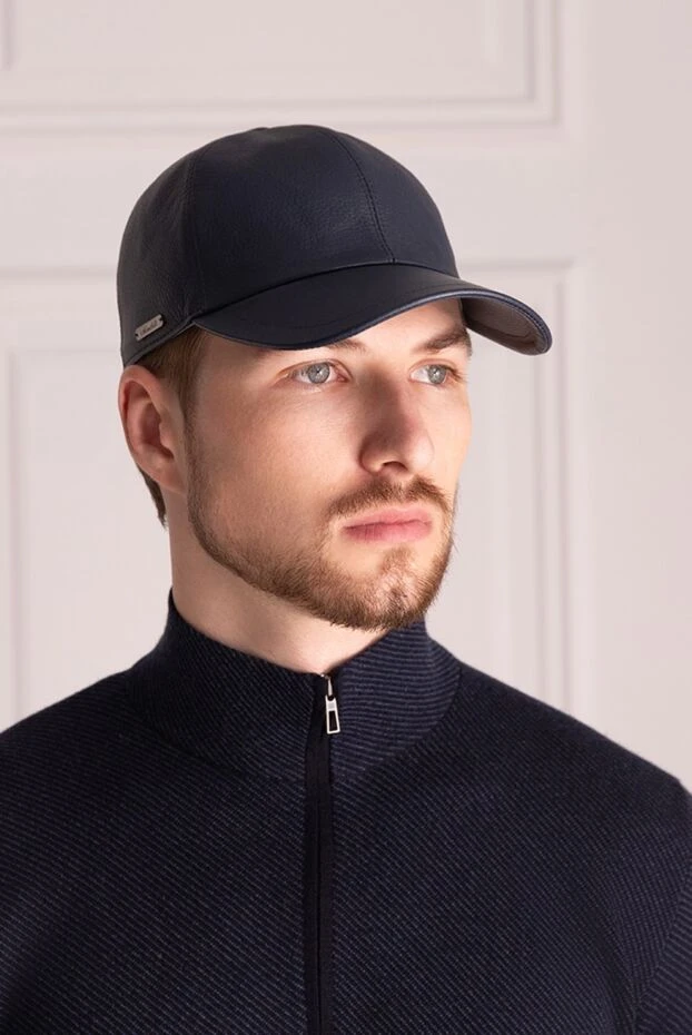 Enrico Mandelli man cap made of genuine leather blue for men buy with prices and photos 142781 - photo 2