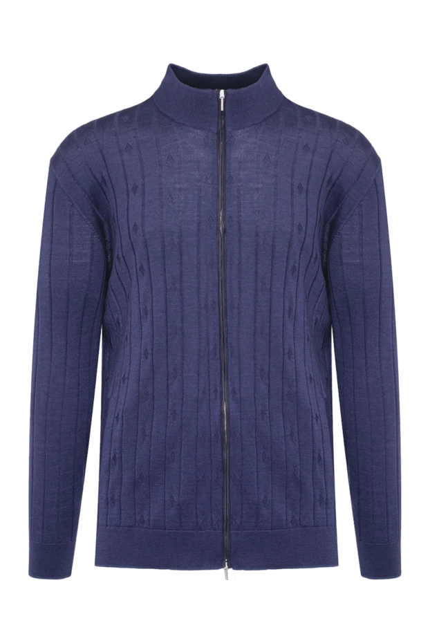 Cesare di Napoli blue wool, cashmere and silk cardigan for men 142933 - photo 1