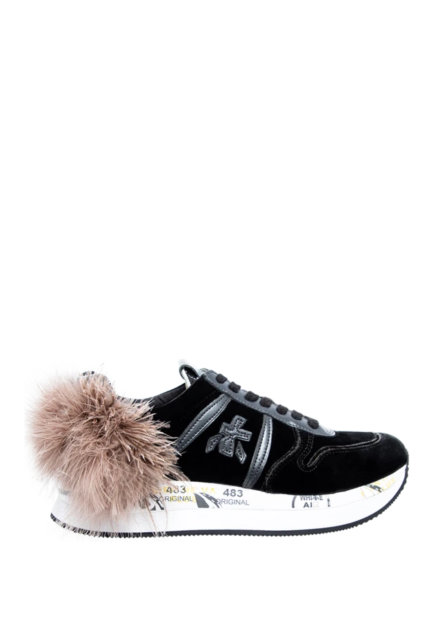 Premiata woman black velvet and leather sneakers for women buy with prices and photos 142951 - photo 1