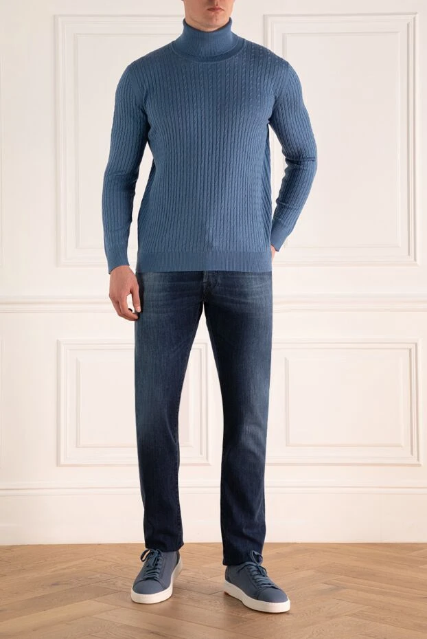 Cesare di Napoli man men's golf in wool, silk and cashmere blue buy with prices and photos 142975 - photo 2