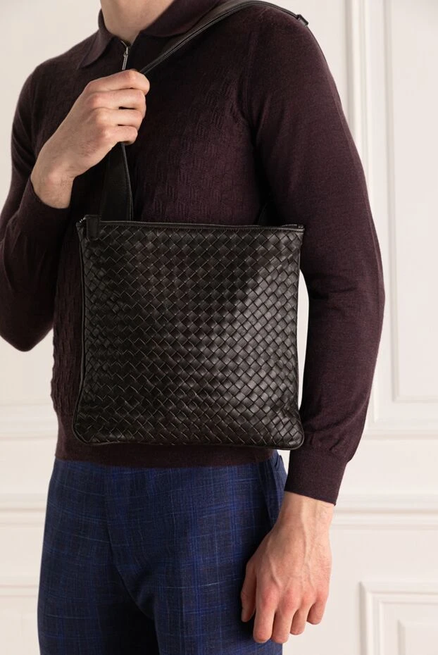 Cesare di Napoli мужские сумка через плечо из натуральной кожи черная мужская купить с ценами и фото 143089 - фото 2