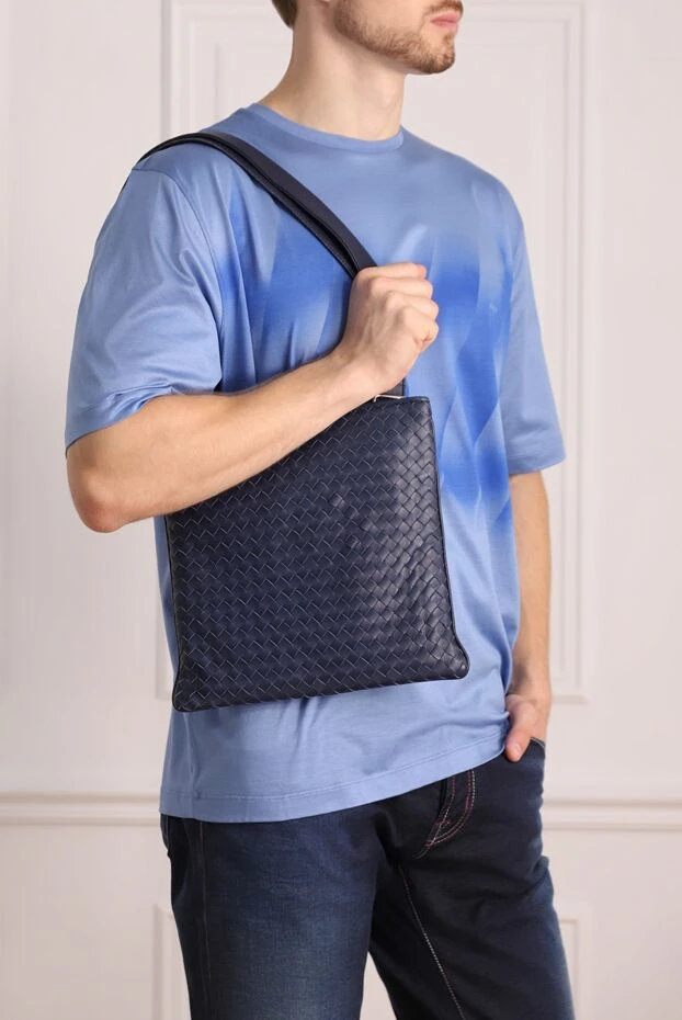 Cesare di Napoli man blue genuine leather shoulder bag for men buy with prices and photos 143090 - photo 2