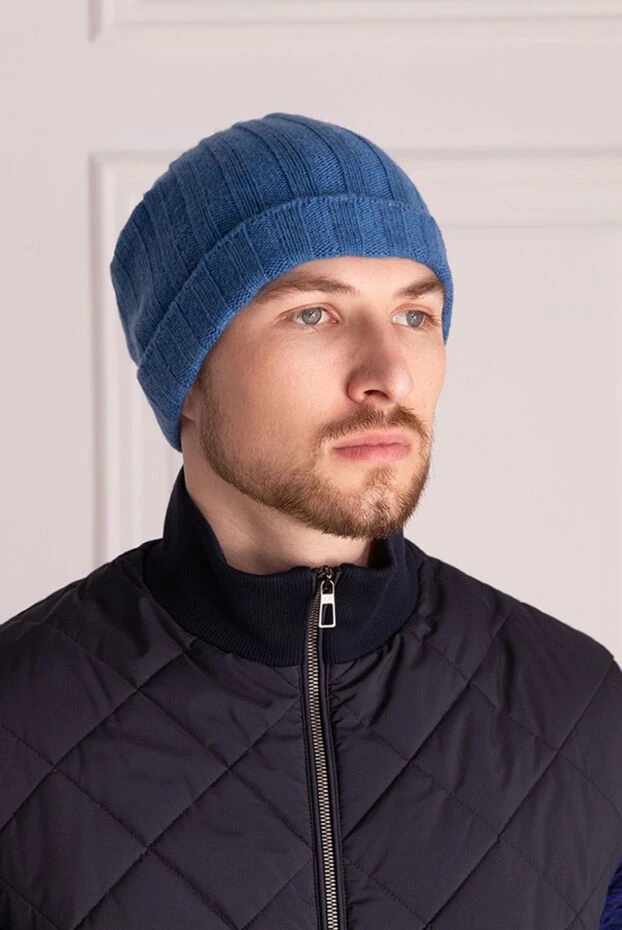 Bilancioni man blue cashmere hat for men 143209 - photo 2