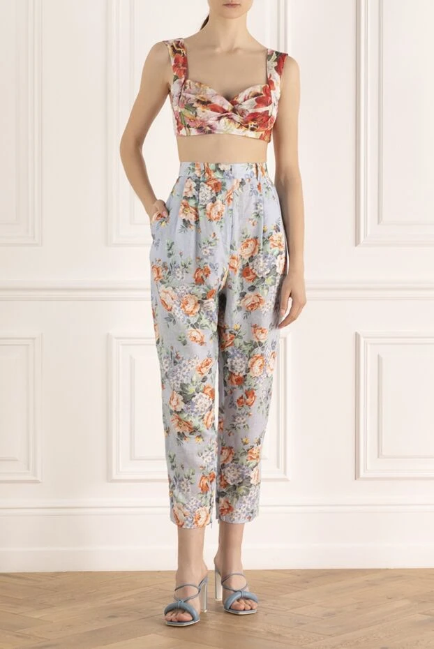 Zimmermann woman blue linen trousers for women buy with prices and photos 143233 - photo 2