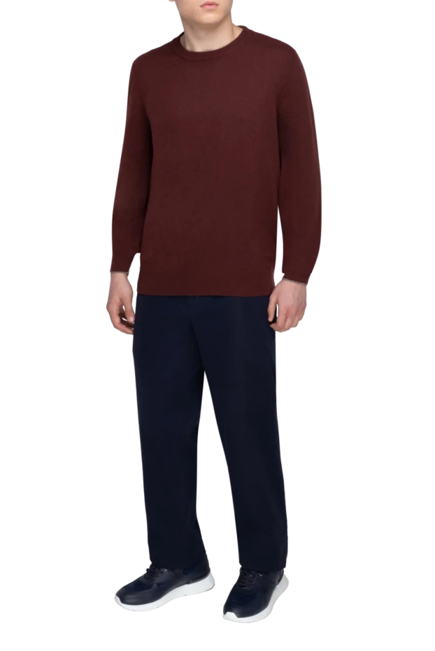 Брюки з бавовни у темно-синьому кольорі - фото 2