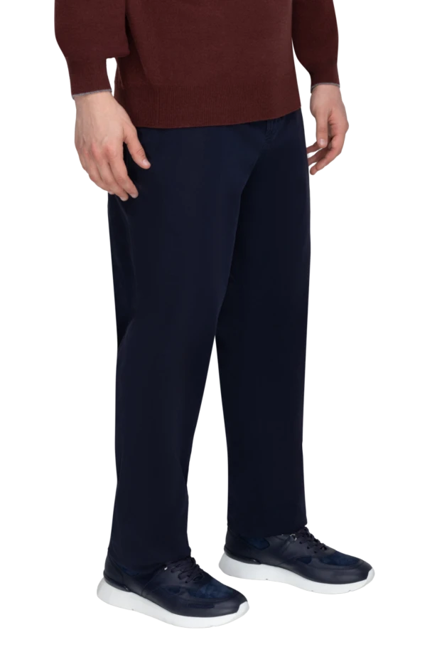 Brunello Cucinelli брюки з бавовни у темно-синьому кольорі 143388 - фото 3