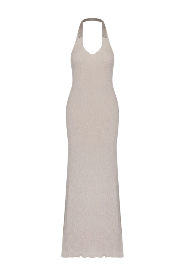 Beige linen and silk dress for women - photo 1
