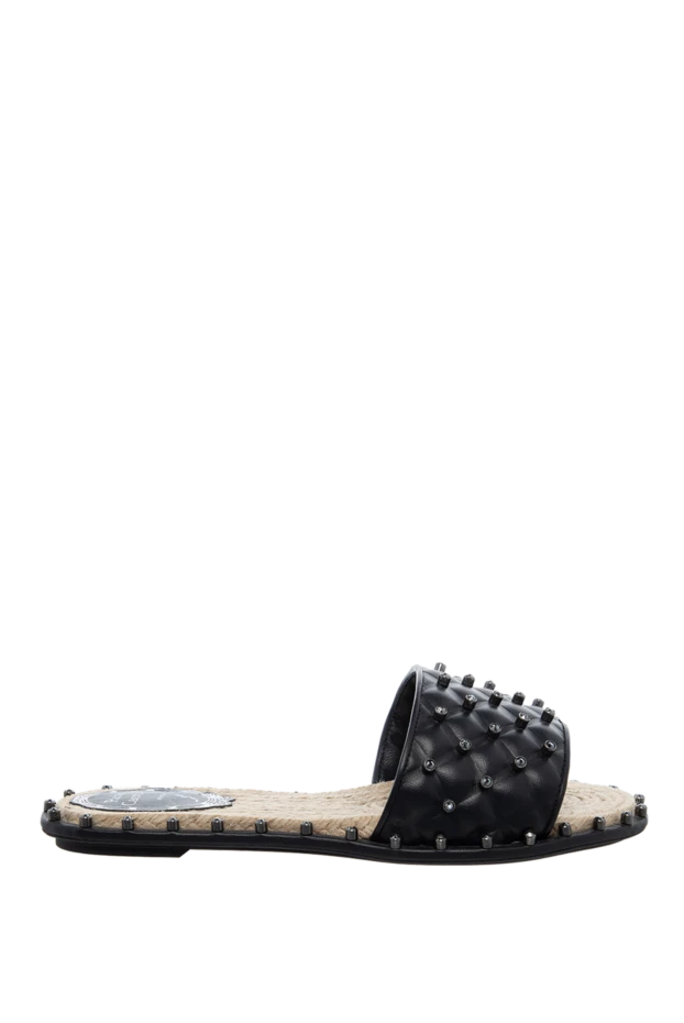 Rene Caovilla women's leather slippers with beads, black 143514 - photo 1