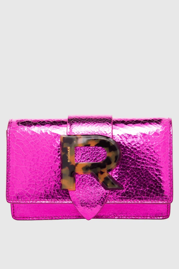 Rochas women's bag bright pink from textured leather with logo 143540 - photo 1