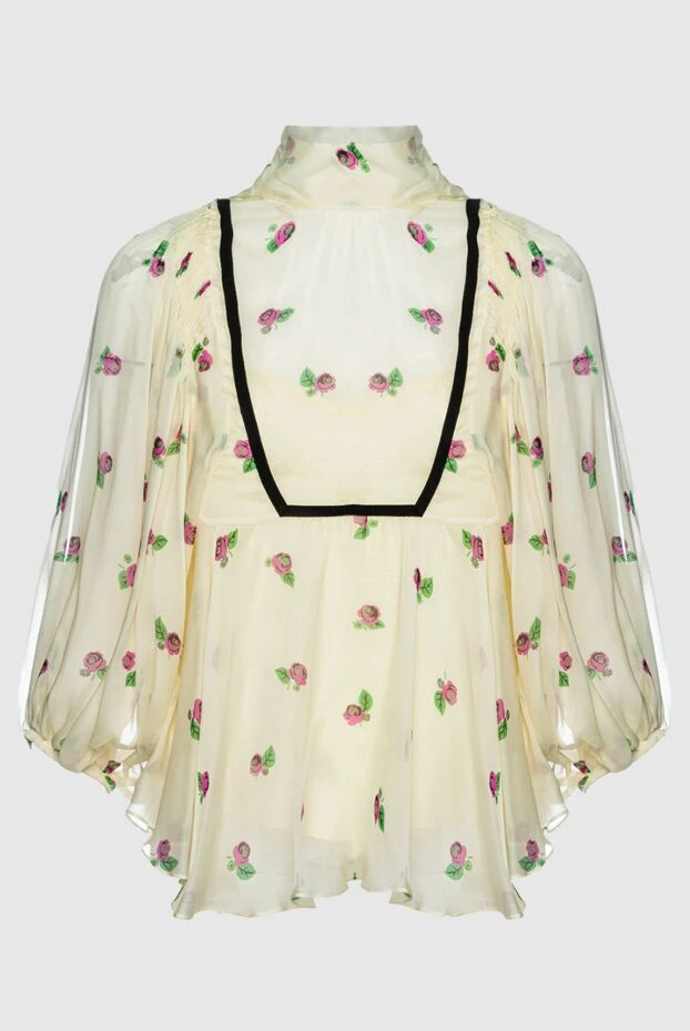 Rochas women's silk blouse with a floral print yellow 143547 - photo 1