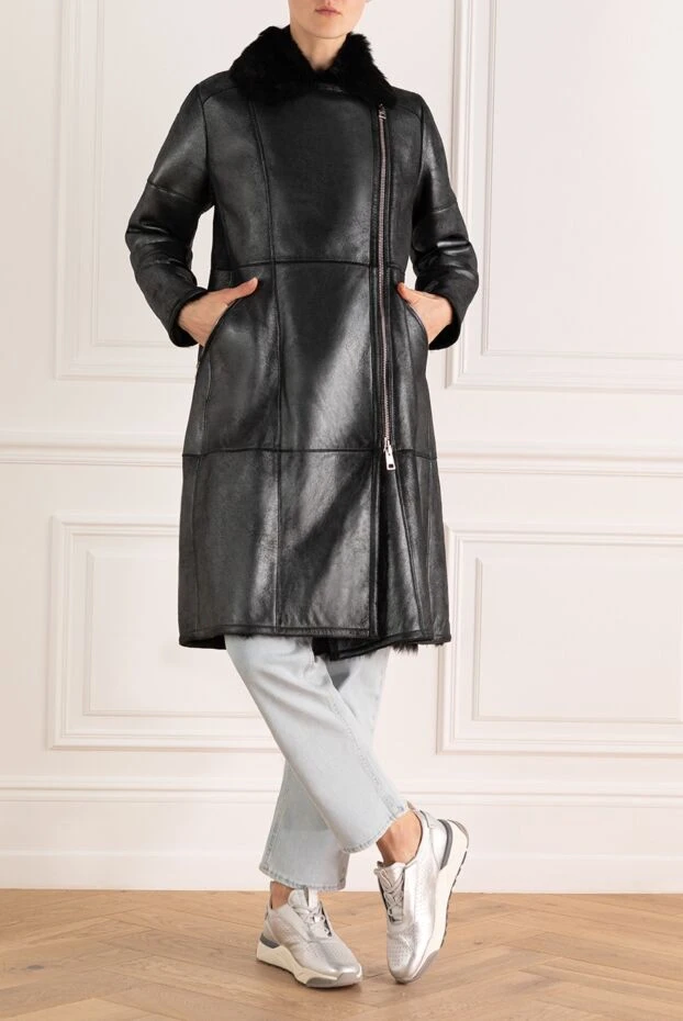 Gallotti woman sheepskin coat made of natural fur, black, for women buy with prices and photos 143620 - photo 2